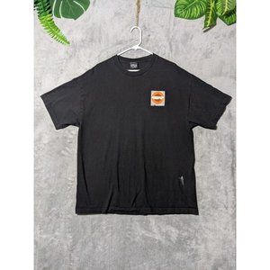 🍑NHS Men T-Shirt Short Sleeve Solid Black Cotton Printed Casual Size XL